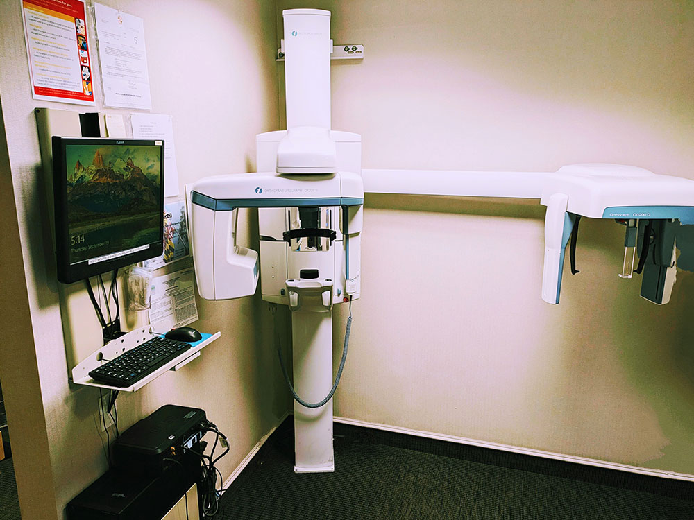 Our Panoral X-ray machine allows us to take full-mouth/jaw images to assess the need for orthodontics and to monitor wisdom teeth development.